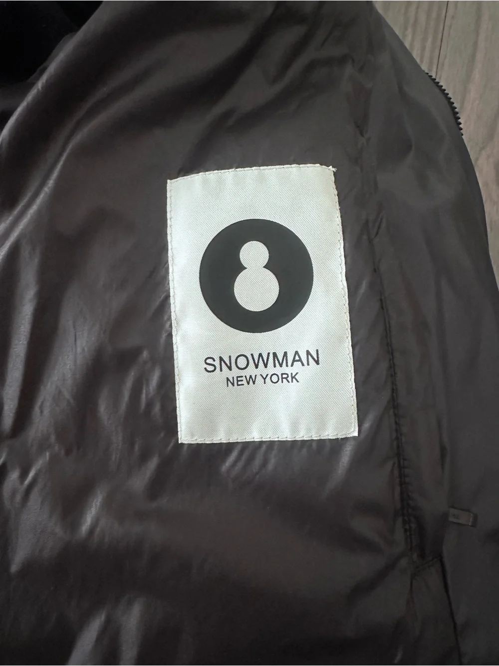 SNOWMAN New York Black Mixed-Media Down Puffer Coat with Faux Fur Trim